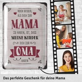 LANOLU Schild Oma - NOCH BESSER ALS DICH ZUR MAMA - Mutter Oma Geschenk - Geburtstag - Vintage Blechschilder Retro - du wirst Oma Geschenk - Küchen Deko - Muttertag Schild mit Sprüchen 20x30cm