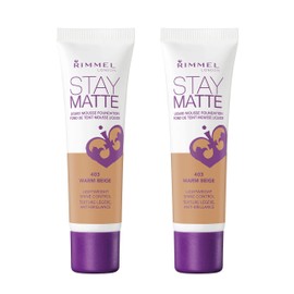 Rimmel Stay Matte Liquid Foundation, Warm Beige, 1 Fl Oz, Pack of 2