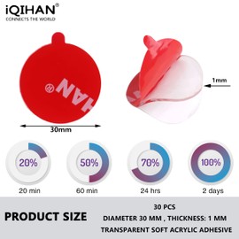 RN RUÍNICE Double Sided Mounting Gel Pads Circles- 30PCS 1.18in Diameter, Two Sided Heavy Duty Sticky Nano Patch, Strong Clear Precut Tape