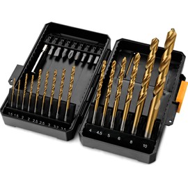 Hi-Spec 24-Piece HSS Metal Drill Bit Set and 1/4 Inch Hex Shank Screwdriver Bit Set - Compact Tool Case for Drills