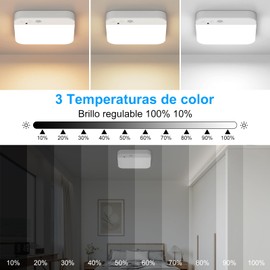 JSXing Luz con Sensor de Movimiento para Interiores, Luz de Techo a Batería de 15CM y 6000 Mah, Lámpara LED de Montaje Empotrado para Escaleras Ducha Pasillo Despensa Porche Garaje (Cuadrado, 1)
