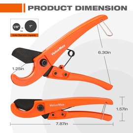 ValueMax PEX Cutter with Teflon Coated Sharp Blade, Hose Cutter with 1/8"-1" Cutting Capacity, Tubing Cutter for PEX, PPR, PE, PP and Rubber Hoses, Suitable for Home and Plumbing Repairs