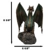 Bronzite Dragon Standing on Rock Statue Collectible Figurine 9 Inch