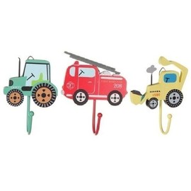 Childrens Set of 3 Boys Vehicle Car Coat Hooks
