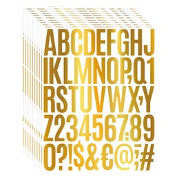 10 Sheets Glitter Letter Stickers, Vinyl Mailbox Numbers Alphabet Stickers, Self Adhesive Waterproof Decals for Mailbox, Bulletin Board, Window,Door, Sign, Address (2Inch Glitter Gold)