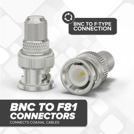THE CIMPLE CO - RF (F81) and BNC Coaxial Adapter - BNC Male to Female F81 (F-Pin) Connector, Adapter, and Coupler - for RG11, RG6, RG59, RG58, SDI, HD SDI, CCTV - 4 Pack