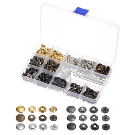 sourcing map 90 Sets Snap Fasteners Kit 12mm Metal Press Studs Buttons Tool with 3 Setter Tools & Storage Box for Clothing Leather Sewing