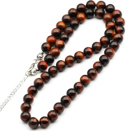 ElisaJewelryArt - Natural Red Tiger Eye Beaded Choker Necklace Genuine Gemstone Adjustable Clasp Closure Necklace Unisex Necklace (Red Tiger Eye) (20.00, Red Tiger Eye)