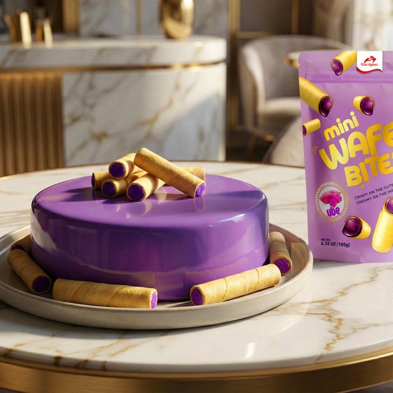 Deka Ube Mini Wafer Bites Creme Filled Rolled Wafers, 6.35oz