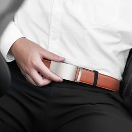 TANGCHAO Men's Belt, Leather Belt Ratchet Automatic Buckle for Men Business Suit Jeans, 35 mm Belt, Adjustable Size, 24Brown+25Coffee