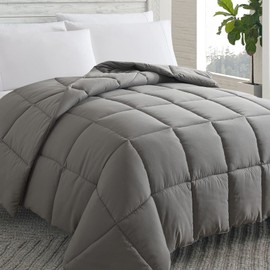 Cosybay Down Alternative Comforter (Dark Grey, Cal-King) - All Season Soft Quilted California King Size Bed Comforter - Duvet Insert with Corner Tabs -Winter Summer Warm Fluffy, 104x96 inches