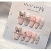 [In-store special discount]Pink tweed handmade nail tips - short coffin