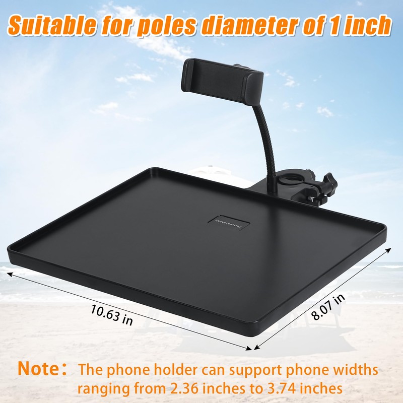11"x8" Beach Umbrella Table Tray for Beach Umbrella Diameter Under