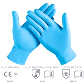 EXBRIECO, Disposable Nitrile Gloves, Pack of 100 or 200, Latex and Powder Free, Hypoallergenic, Textured Fingers, Cleaning Gloves, Food Handling, Medical or Beauticians, Blue