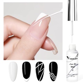 VENALISA Liner Gel Nail Polish 8ML 1 Pcs White Gel Polish With Thin Brush For French Nail Art Swirls Nail Design Soak Off UV Gel DIY at Home Manicure Salon