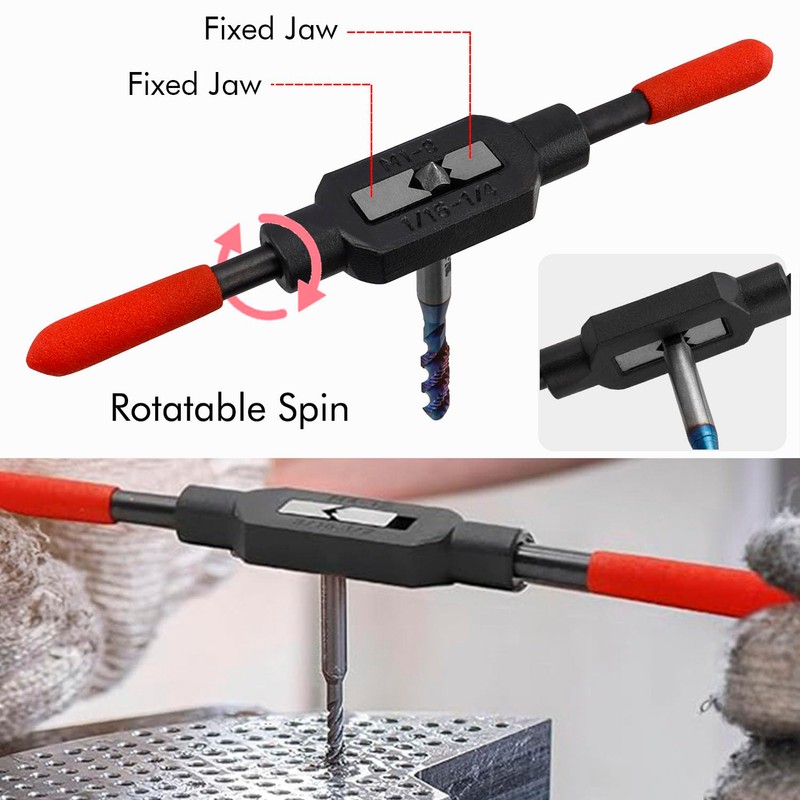 Bestgle Adjustable Tap Wrench Handle for 3/16"-1/2" / Metric M4-M12