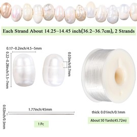 SUNNYCLUE 1 Box 2 Strands Freshwater Pearl Bead Natural Pearls Beads Bulk Cord Tools Needle 7mm White Irregular Creamy Seeds Spacer Strands for Jewellery Making Bracelet Necklaces Crafts Diy Supplies