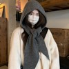 Korean Style Boucle Balaclava: All-in-One Warm Knit Hat & Scarf (LF3634) - One Size Black 3ea