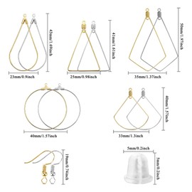 280PCS Beading Hoop Earring Findings 100PCS Earring Hooks 100PCS Silicone Earring Backs Beading Hoop Set for Jewelry Making DIY Craft (K Gold, White K)