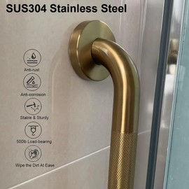 IJDD Bathroom Safety 40 Inch Grab Bar with Anti-Slip Knurled Grip Stainless Steel Heavy Duty Shower Handle for Elderly (Champagne Bronze)