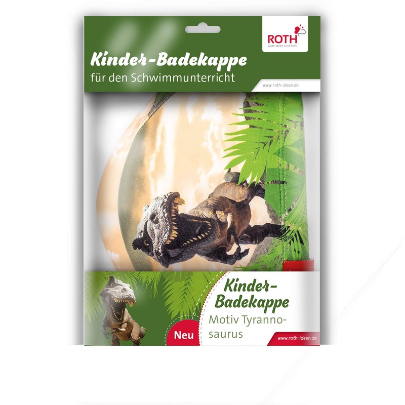 ROTH Boys Tyrannosaurus Fabric Swimming Cap 4-9 Years Baby Blue