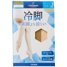 Gunze Women's Cool Magic Stockings, Cold Leg, Cooler Than Bare Legs, Difficult to Run Out, Set of 3 Pairs of Same Color, nude beige