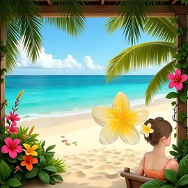 Yellow Flower Hair Claw Clips - Hawaiian Flower Hair Claw Clips for Women | Plumeria Claw Clips for Thin Hair | Strong Hold jaw clip | for Girls| Preppy Hair Clip