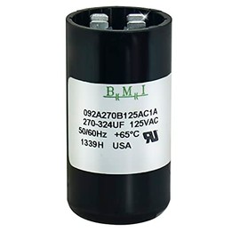 USA Made JustCapacitors 270-324 uF/MFD 110-125 VAC 50/60 Hz AC Round Start Capacitor - BMI 125VAC - 270-324 v2