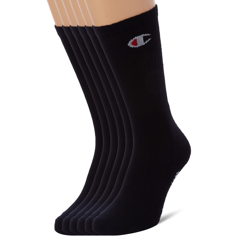 Champion Core 6PP Crew Calzini Sportivi, Unisex - Adulto, Nero,