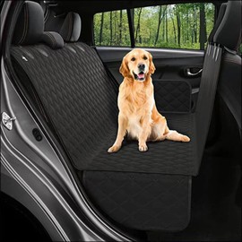 Universal Fit Waterproof Dog Car Seat Cover - Heavy Duty Pet Hammock for Back Seat with Seat Belt Openings, Non-Slip & Scratch-Proof Protection for Cars, SUVs, Trucks (147 x 137 cm)
