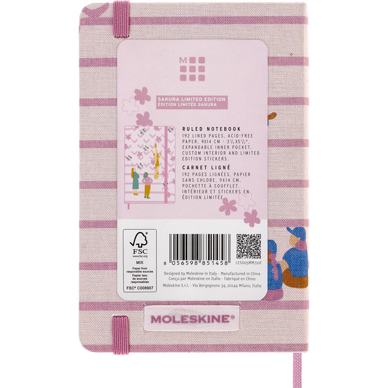 Moleskine Limited Edition Notebook, Sakura Notebook, Lined Layout and Fabric