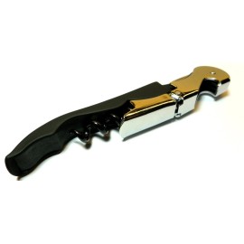 TIPSY Wine Accessories Soft Velvet Touch Waiters Double Hinge Corkscrew Wine Key Bottle Opener - Black