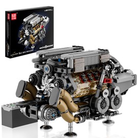 Mould King W16 Engine Kits That Runs, Build Your Own Twin V8 Engine, Visible Car Motor Blocks Set, Physical Science Experiment Models for Teens, Best STEM Toy Gifts for Kids and Adult 10131 (952 Pcs)