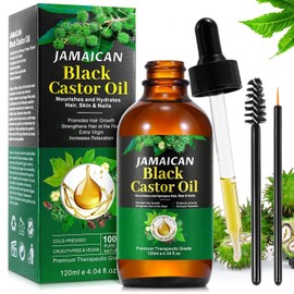 Maani X-Large Jamaican Black Castor Oil 120ML, Castor Oil Organic Cold Pressed Unrefined, Natural Castor Oil for Hair Growth, Eyelashes & Eyebrows, Skin & Scalp Moisturizer, Nail Care Grow