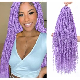 Purple Passion Twist Hair 30inch Pretwisted Passion Twist Crochet Hair,6packs Ombre Violet Long Passion Twist Hair,Pre-Looped Water Wave Synthetic Natural Curly Braid Hair Extensions