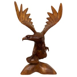 Mahogany Wood Bald Eagle, 20 inch Hand Carved by Mr Putu American Indian Cowboy Horse (1)