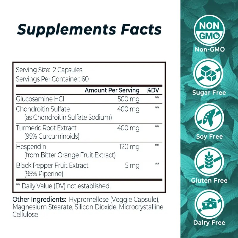 Divinity Nutra Joint Supplement – 120 Capsules with Turmeric Curcumin,
