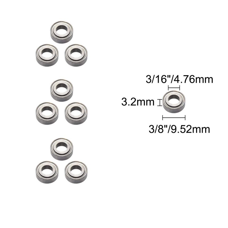 Wolfride 10Pcs Router Bit Bearing Kit Top Mounted Bearings for