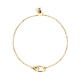 ECHTZEIT Like Diamonds Bracelet with Infinity Pendant Made of Stainless Steel – Individually Adjustable with High-Quality Drawstring Clasp, 14 carat gold-plated stainless steel, Cubic Zirconia