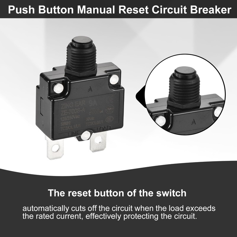 DMiotech 9A Thermal Circuit Breaker 125/250V AC 50V DC 50/60Hz