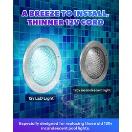Hanchen 10in Inground Pool Light, 12v Led Swimming Pool Light, RGBW Light for Inground Pool, 100 Foot Cord for Large Wet Niche, Manual & Remote Control, Anti-Rust 304 Stainless Steel