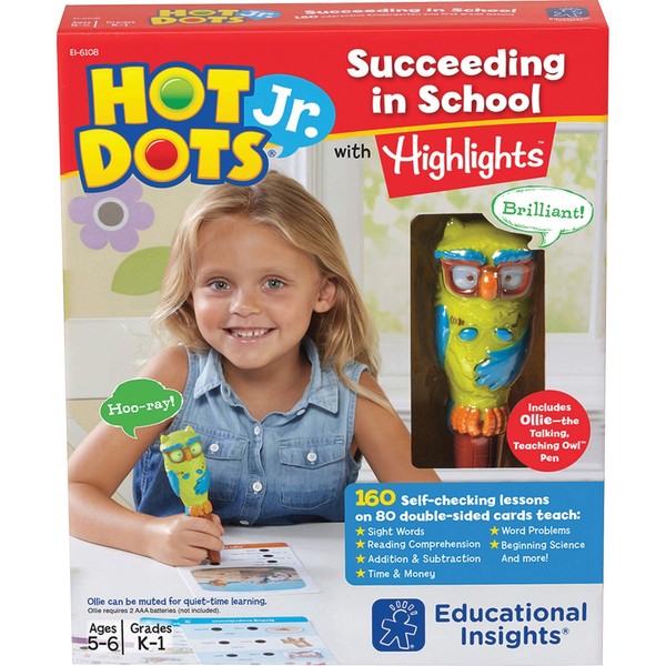 Educational Insights Hot Dot Jr. Succeeding in School Set with Highlights, Homeschool & School Readiness, 160 Multi-Subject Lessons, Interactive Pen Included, Ages 5+