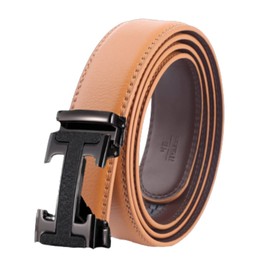 FleurUneffe Black I Belt, Adjustable Size, Adjustable Size, No Holes, Auto-Lock Belt, Men's, Genuine Leather, Stylish, Casual, Gentleman, Business, Golf, White, Red, Navy, Black, Brown, Brown, black I