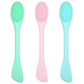 3 Pcs Mask Spatula, Silicone Mask Applicator for Face Mask/Cream, Double-Head Spatula Brush for Smooth Skincare & Makeup Application (Multi-Colored)