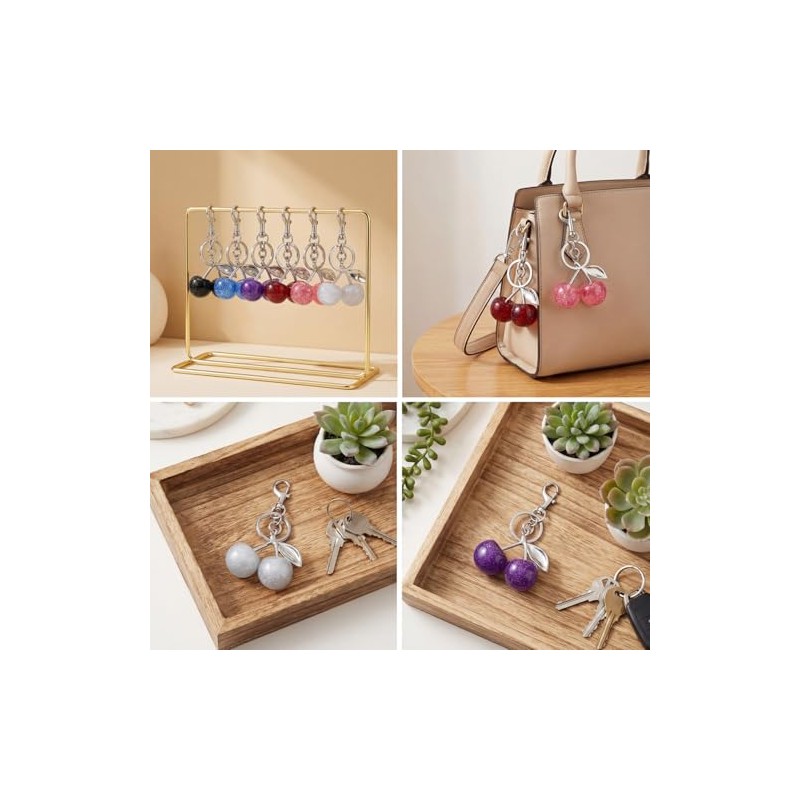 12 Pcs Glitter Cherry Bag Charm Set - Stylish Keychain
