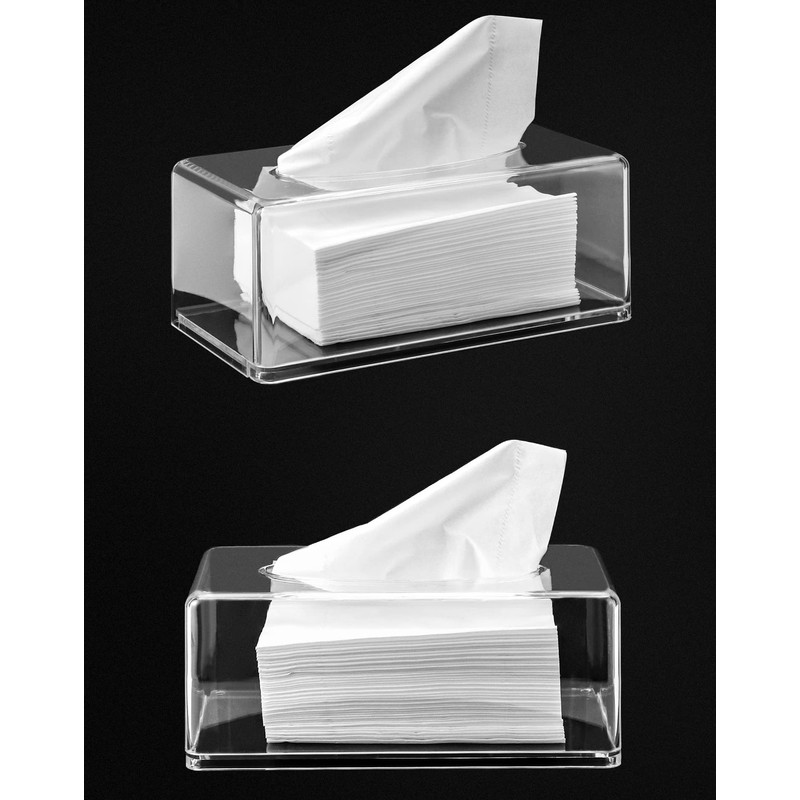 QWORK® Acrylic Tissue Box, Tissue Holder, Napkin Dispenser, Clear, Placed