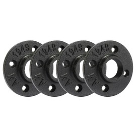 3/4" Heavy Duty Black Floor Flange, Home TZH 4 Pack Malleable iron Pipe Flange for Industrial vintage style, Flanges with Threaded Hole for DIY Project/Furniture/Shelving Decoration(3/4", 4)
