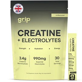 Creatine and Electrolytes Powder | Creatine Monohydrate with Electrolytes for Women & Men | Hydration & Performance | Unflavoured Travel Sachets | 30 Servings