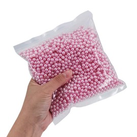 INSPIRELLE 1100pcs Pink Undrilled ABS Art Faux Pearls for Vase Fillers, 8mm No Hole Makeup Beads to Hold Lipstick Eyeliner, Imitation Round Pearl Beads for Table Scatter Home Wedding Decoration