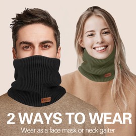 Oliumt Neck Warmer for men,Winter Neck Gaiters Face Scarf Women Windproof Warm Fleece Scarves Gaiter for Cold Weather (Black/Army Green)